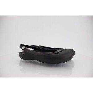 CROCS Women's Jayna Slingback Flats Size 8 Black Rubber Slip On Beach Shoe Comfy